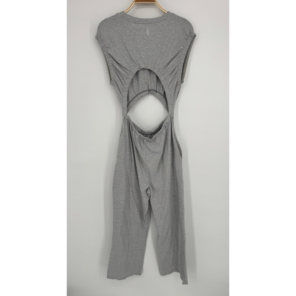 Free People Movement Hot Shot Interval Cut Out Jumpsuit Medium Grey Athleisure - Picture 7 of 12